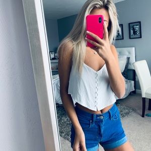 white button up tank top